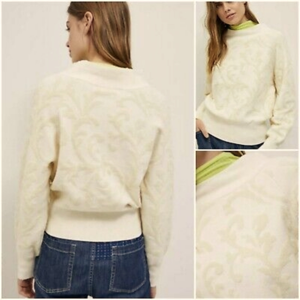 Anthropology, velour, embellished sweater, size 2X
